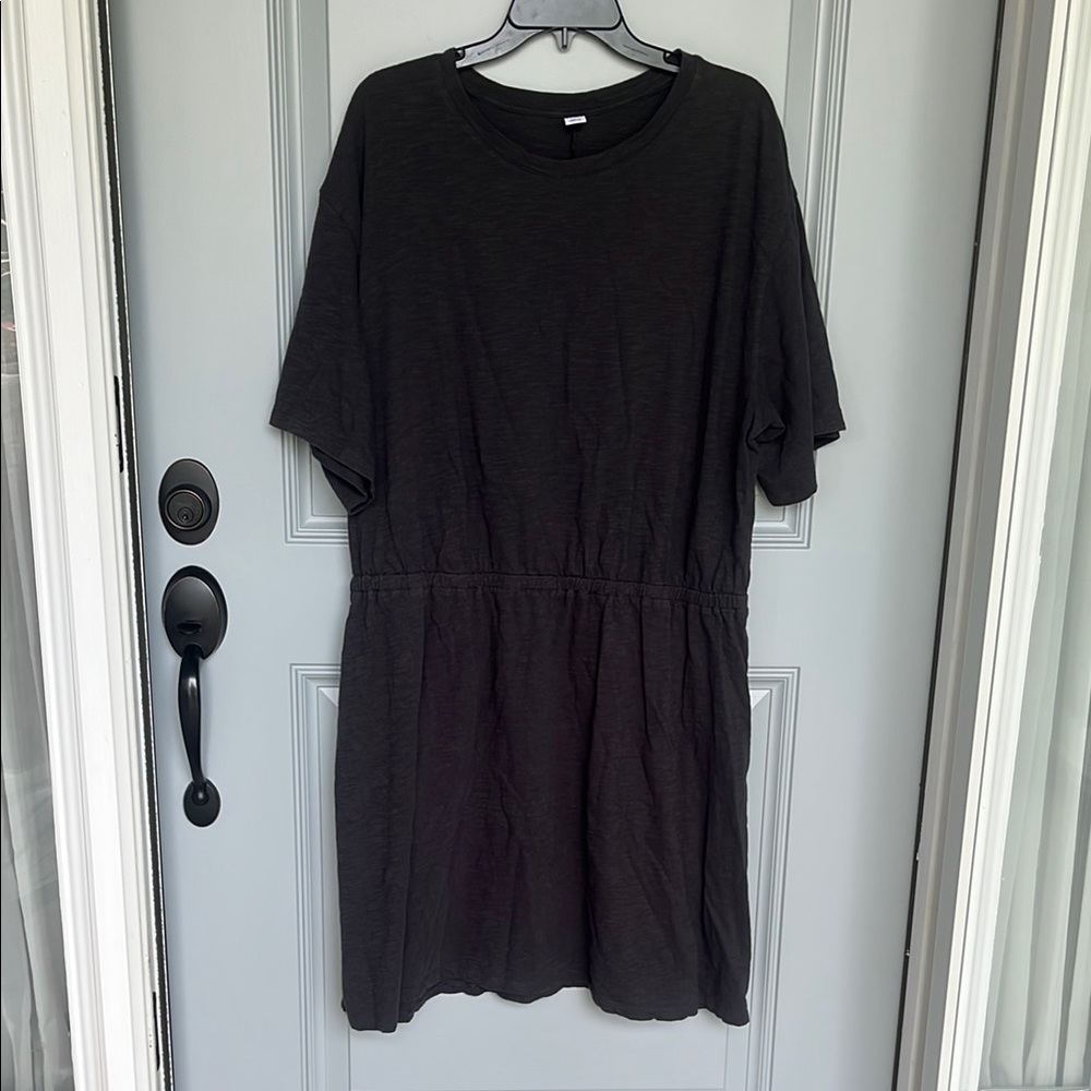 Old Navy Elastic Waist Short Sleeve Dress Grey with Pockets XXL Tall